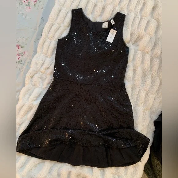 sequin dress gap Gold sequin drop waist dress